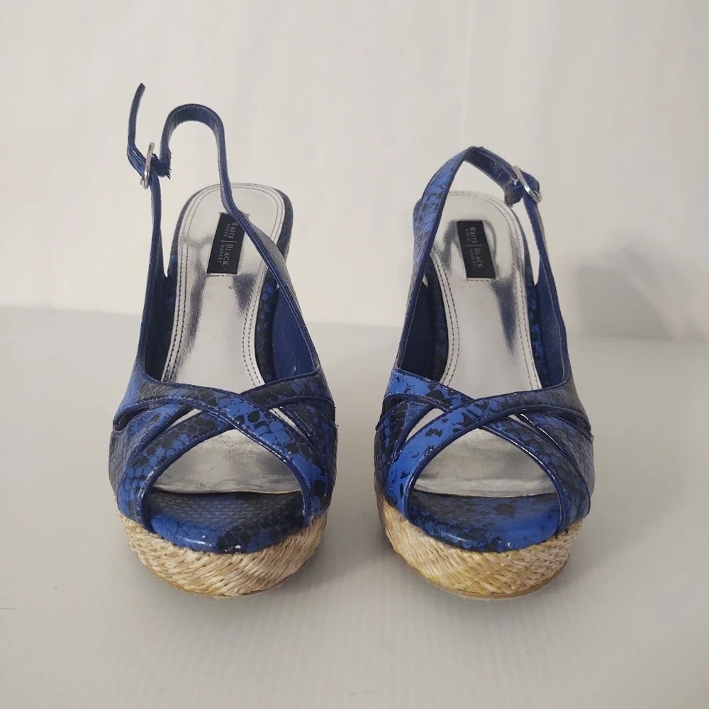 White House Black Market Blue Wedge Sandals size 8